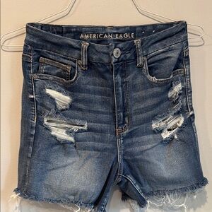 American Eagle Outfitters Curvy Hi-Rise Distressed Jean Shorts